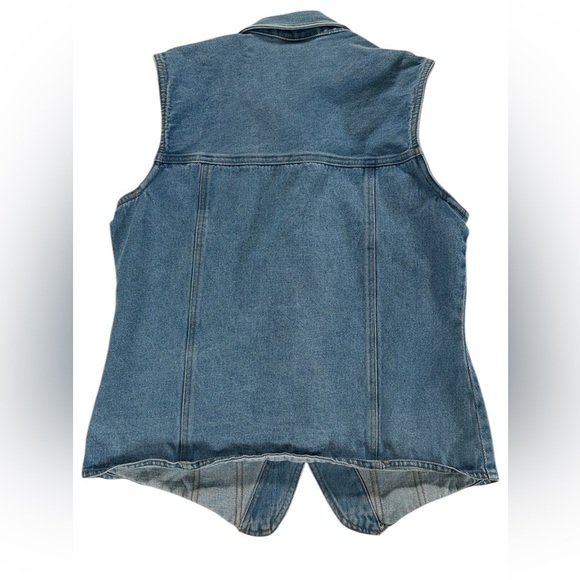 Vintage Bill Blass Denim Waistcoat Vest Sleeveless Jacket Blue Denim  Size PS - Picture 2 of 5